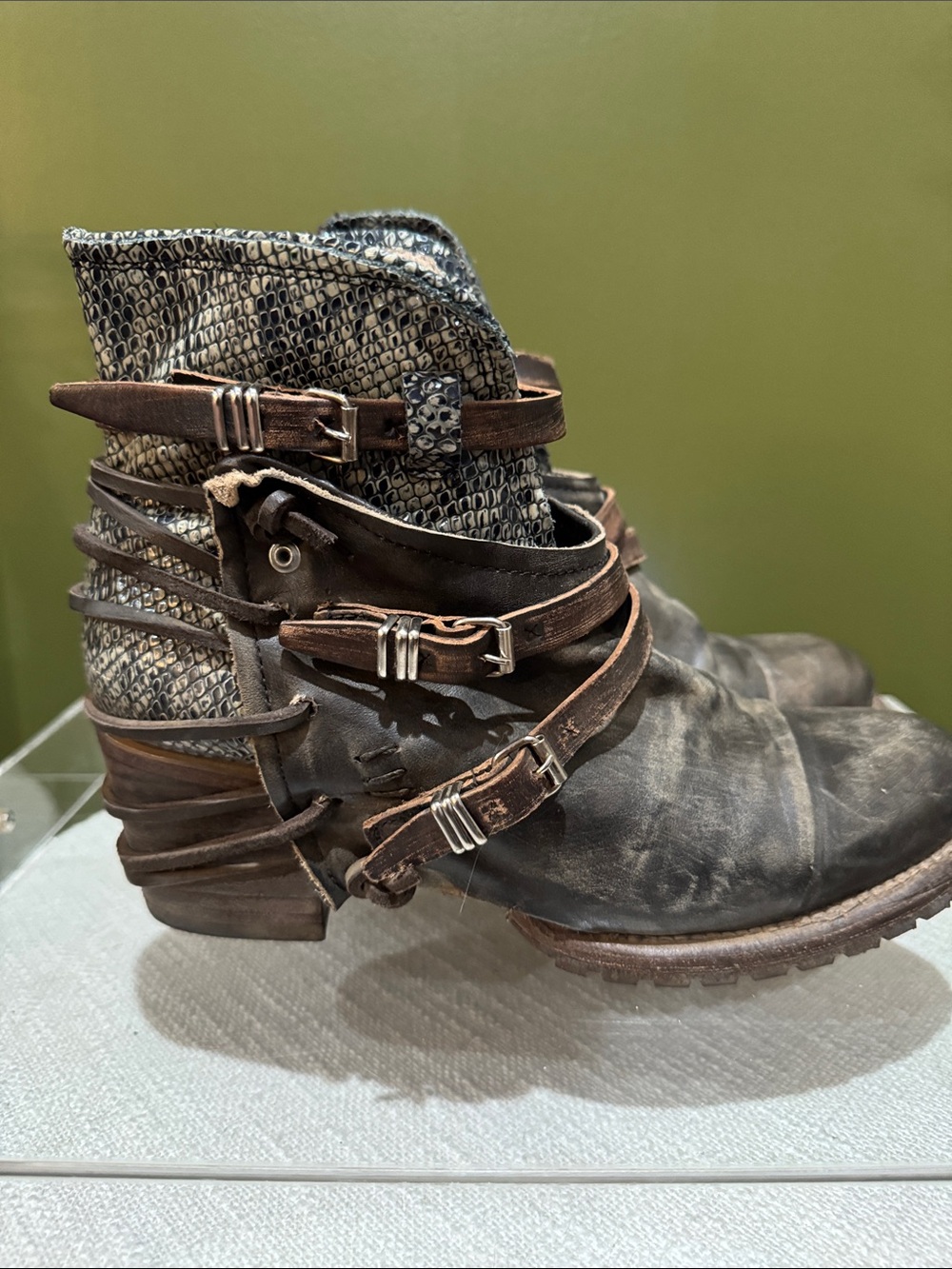 Freebird Leather Ankle Boots with Buckle Straps